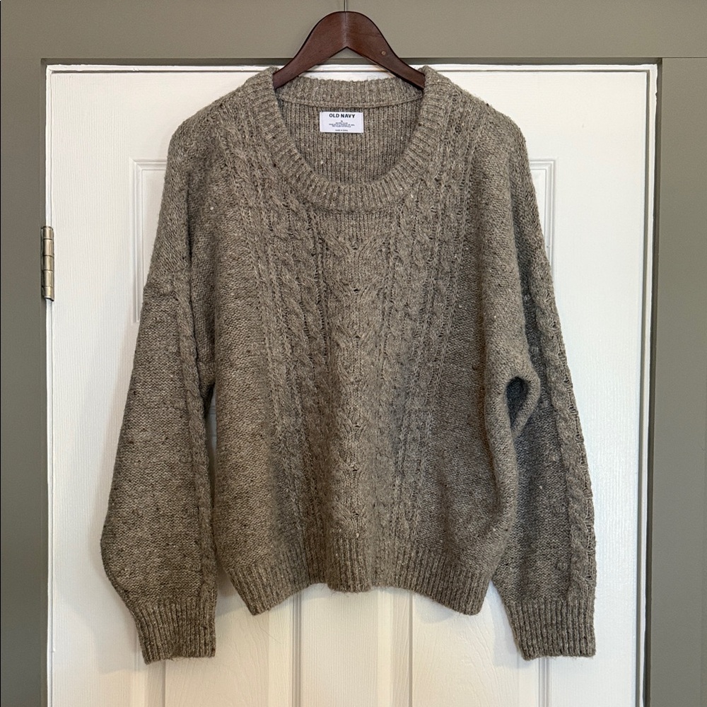 Old Navy Taupe Cable Knit Marl Women's Sweater